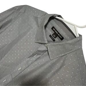 Michael Kors, gray & white classic fit button down shirt NWOT. Same day shipping